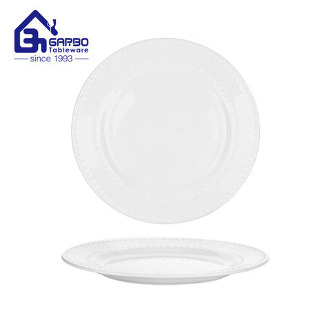 Placa de porcelana branca transparente de 10.8 polegadas plana para cozinha para atacado