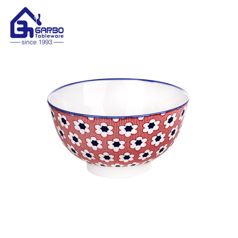 Cuenco de arroz de cerámica, cuencos de porcelana con diseño de flores de 120mm de ancho