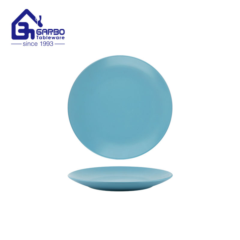 7.72inch stoneware plate with blue color glaze decal for wholesale