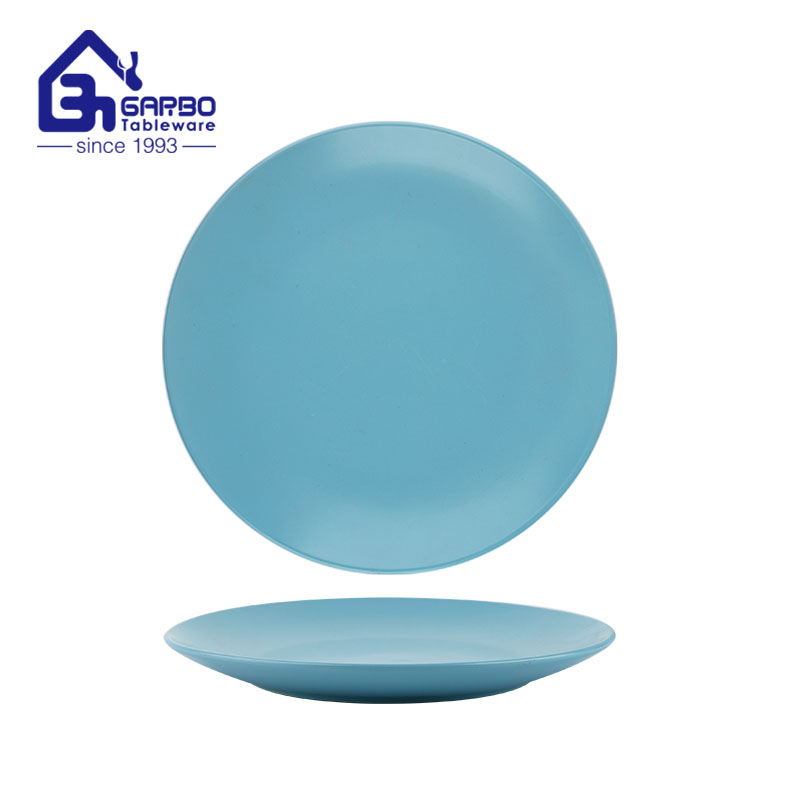 7.72inch stoneware plate with blue color glaze decal for wholesale