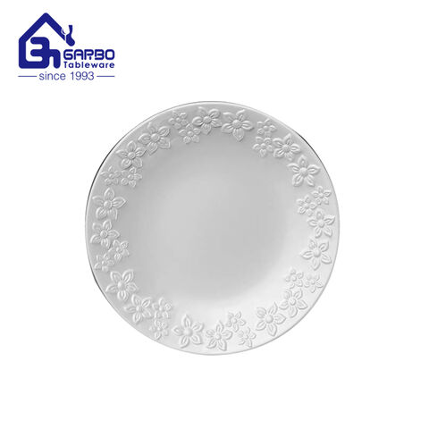 Stock clear white ceramic dish flower shape porcelain deep plate set 