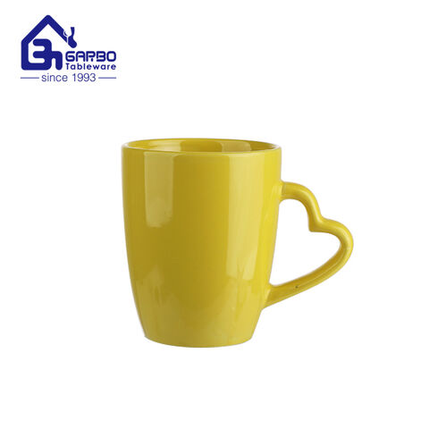 Factory wholesale yellow ceramic mug 380ml coffee tea cup with handle 