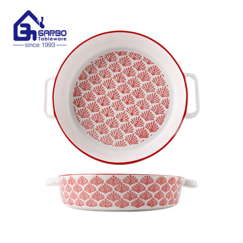 11.6 inch porcelain baking plate with strawberry printing design