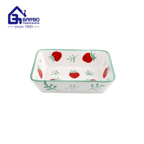 Plaque de cuisson en porcelaine de 11.6 pouces avec motif imprimé fraise