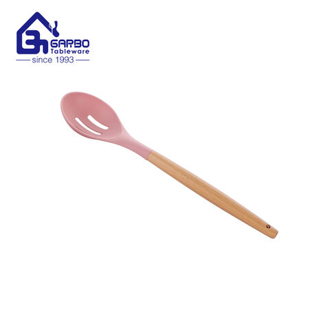 Conjuntos de utensílios de cozinha de silicone resistente Hest com tampa de bambu