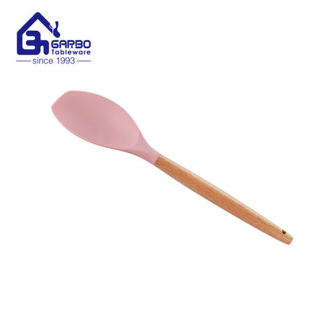 Conjuntos de utensílios de cozinha de silicone resistente Hest com tampa de bambu