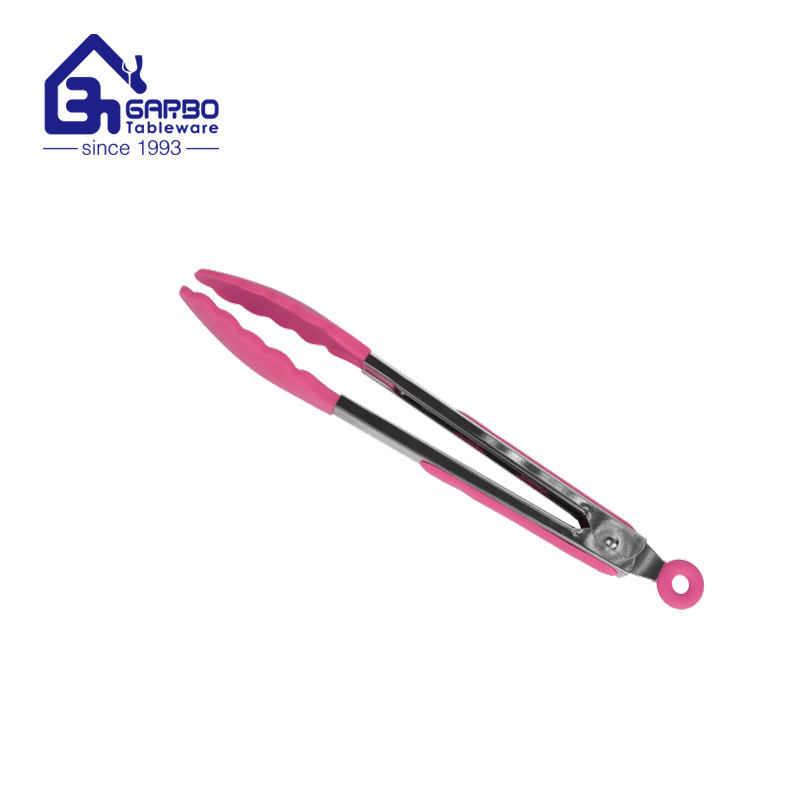 Wholesale customize colored bulk pack kitchen food tong with silicone accessory