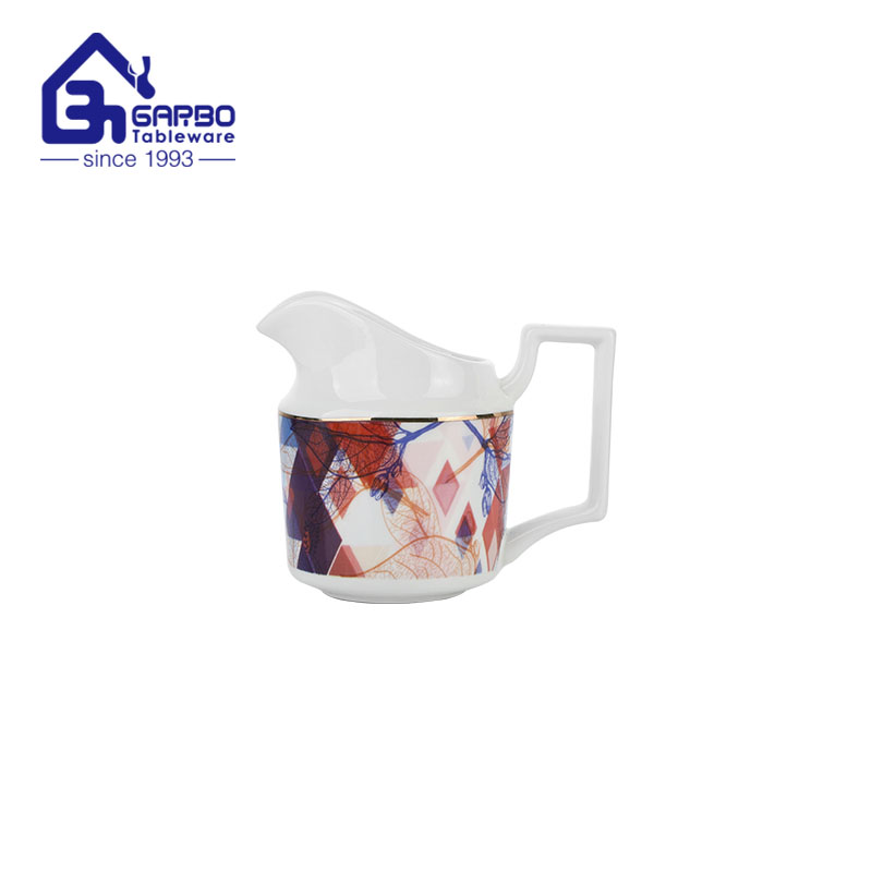 Jarro de leite de porcelana fina branco pote de leite de porcelana Creamer Jarro com alça 9.7 onças