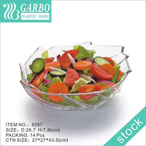 strong durable 12inch clear wholesale plastic bowl in leaf shape