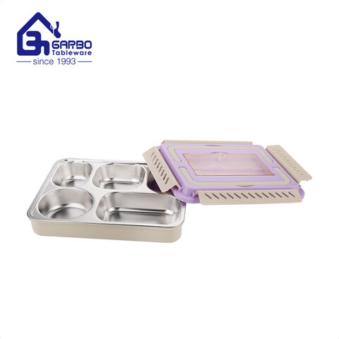 Portable 5 Compartments Stainless Steel  PP Lunch Box with SS304 liner