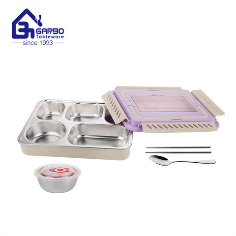 SS410 Chopsticks Spoon صندوق غداء PP فاخر مع وعاء SS304 3 بوصة للاستخدام اليومي