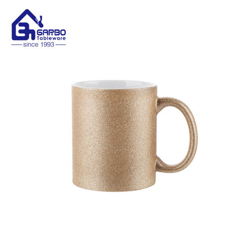 Taza de porcelana color champán dorado Tazas de cerámica de 350 ml para té caliente, capuchino, moca, cacao,