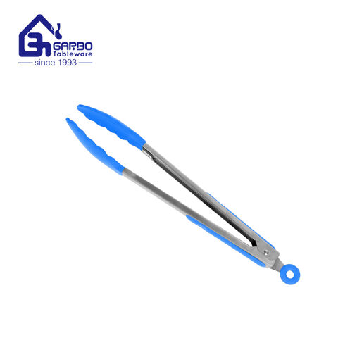 Garbo kitchen tongs silicone factory stainless steel food tongs with Non-Stick silicone tips
