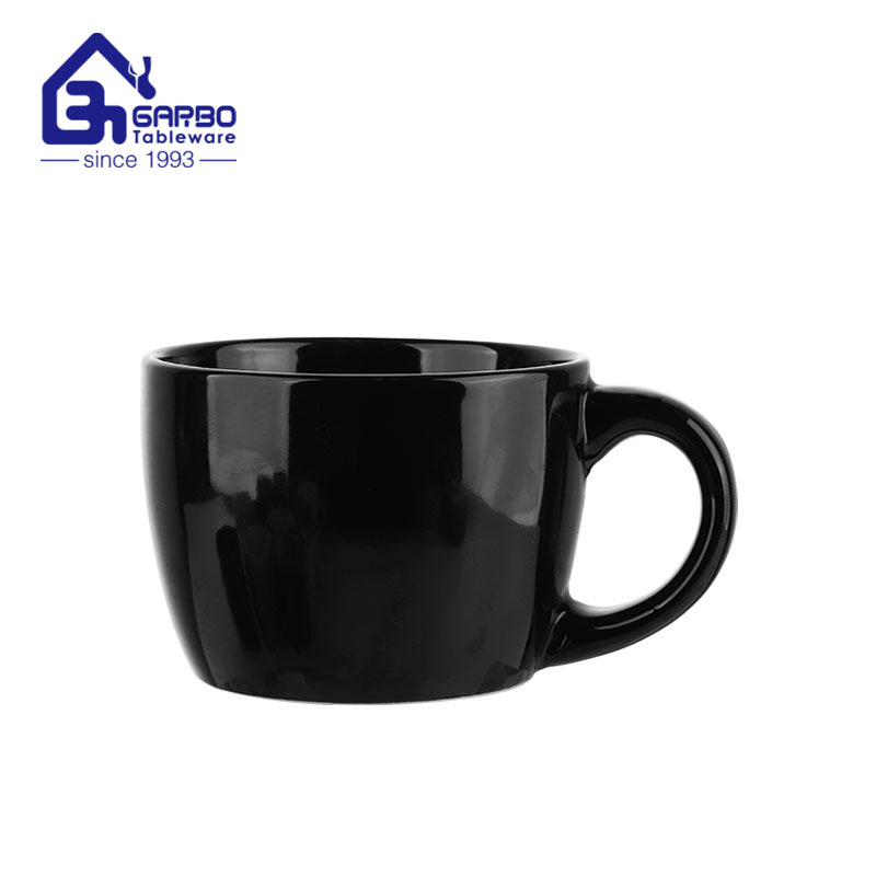 Custom black color ceramic water and coffee mug with 610 big capacityfor office