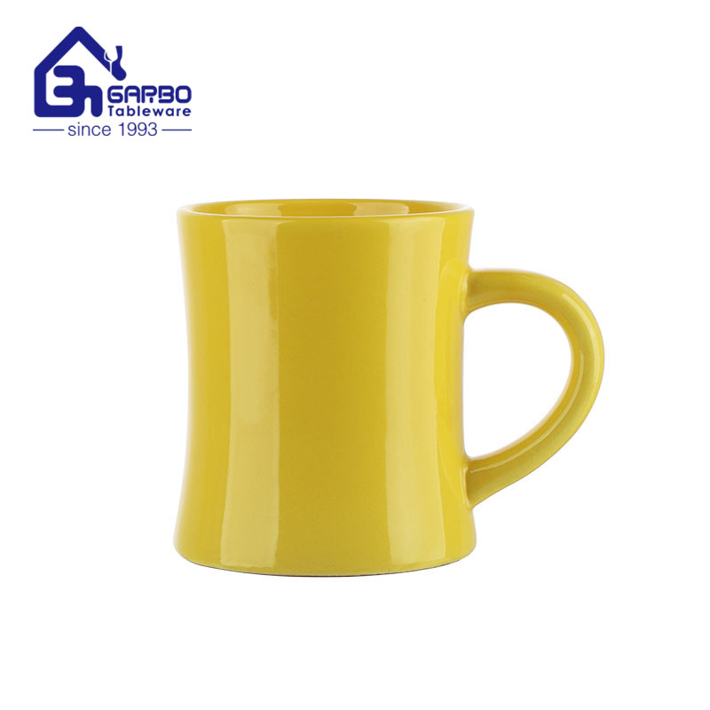 Yellow color glaze 480ml stoneware water drinking mug for wholesale