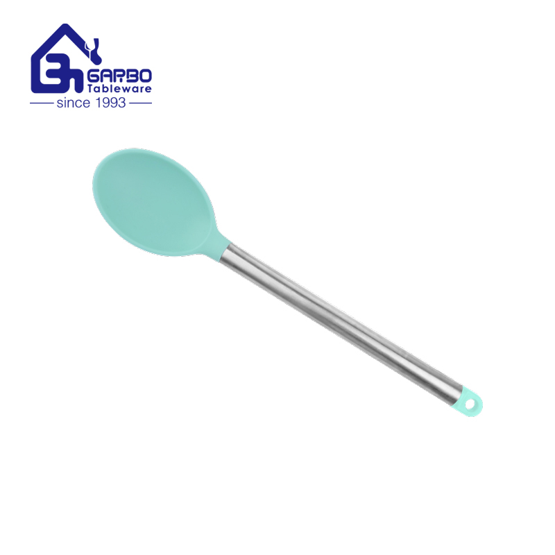 Concha de cabo longo para sopa de material de silicone de cor azul