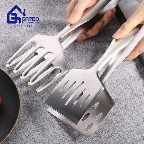 Garbo wholesale head card stock cheap stainless steel food tongs