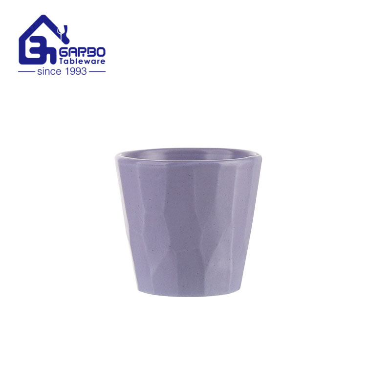 Taza de té de café de gres grabado púrpura Tazas de cerámica de 5 oz