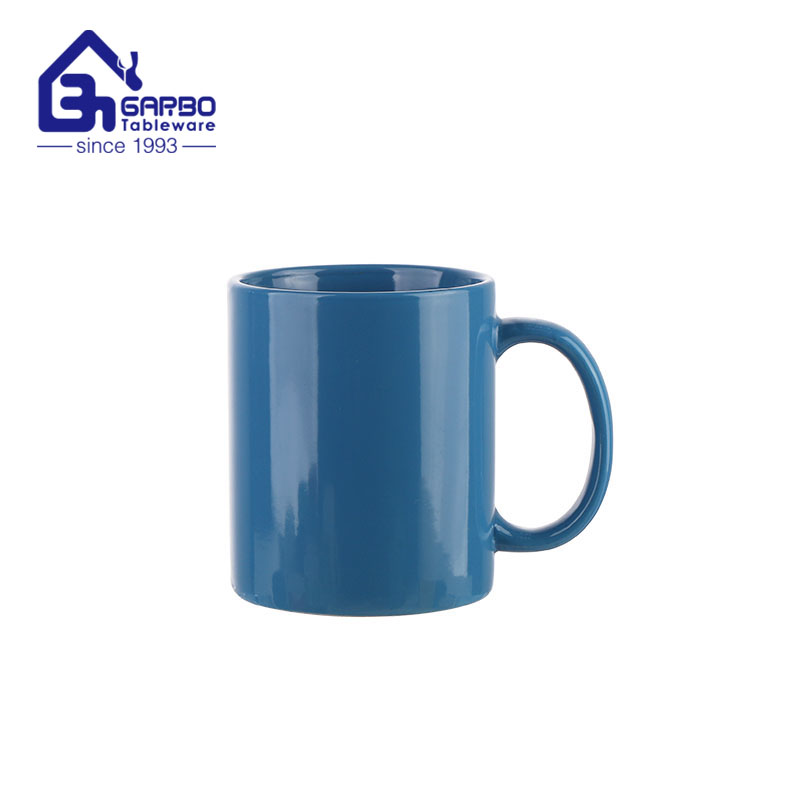 Blue color glaze 350ml ceramic water drinking mug for sale