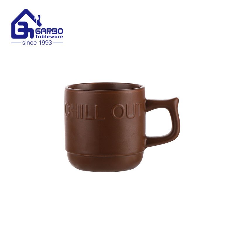 Caneca de cerâmica gravada criativa para café e água, canecas de grés, copo marrom para beber