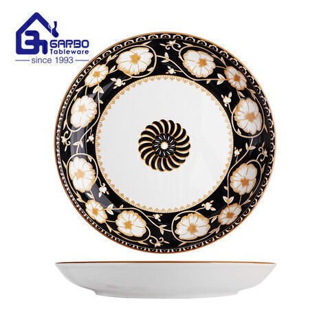 Popular flower printing 10 inch porcelain fruit plate round shaped dinner  plate microwave oven safe  