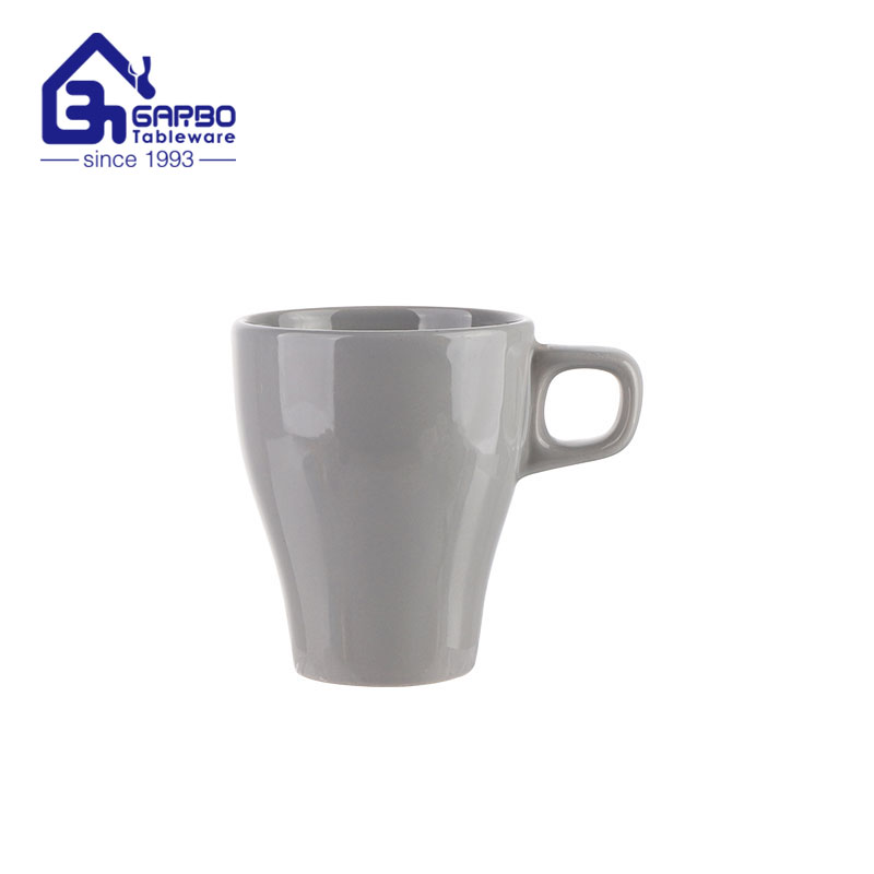 Caneca de grés esmalte de cor cinza 300ml para bebida quente