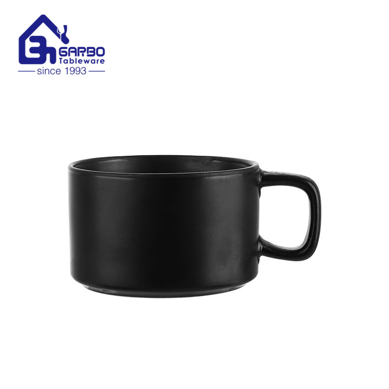 500ml cereal stoneware mug with black color glazed