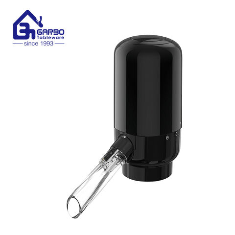 Aireador eléctrico de vino negro en ABS de silicona y caja fuerte de material acrílico para contacto con alimentos