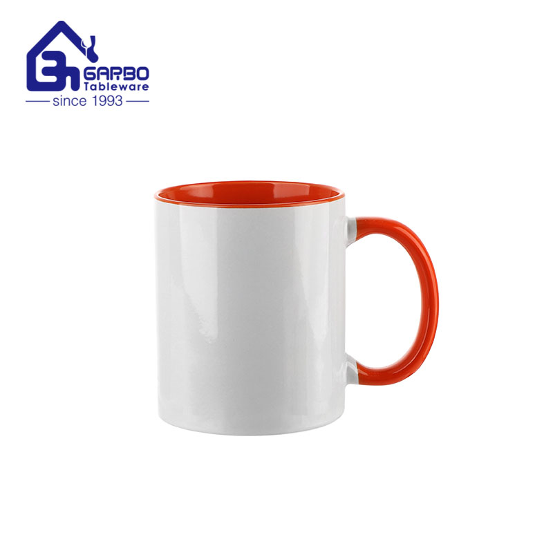 Caneca de café de cerâmica artesanal 350ml copo de grés de água com design arco-íris com alça