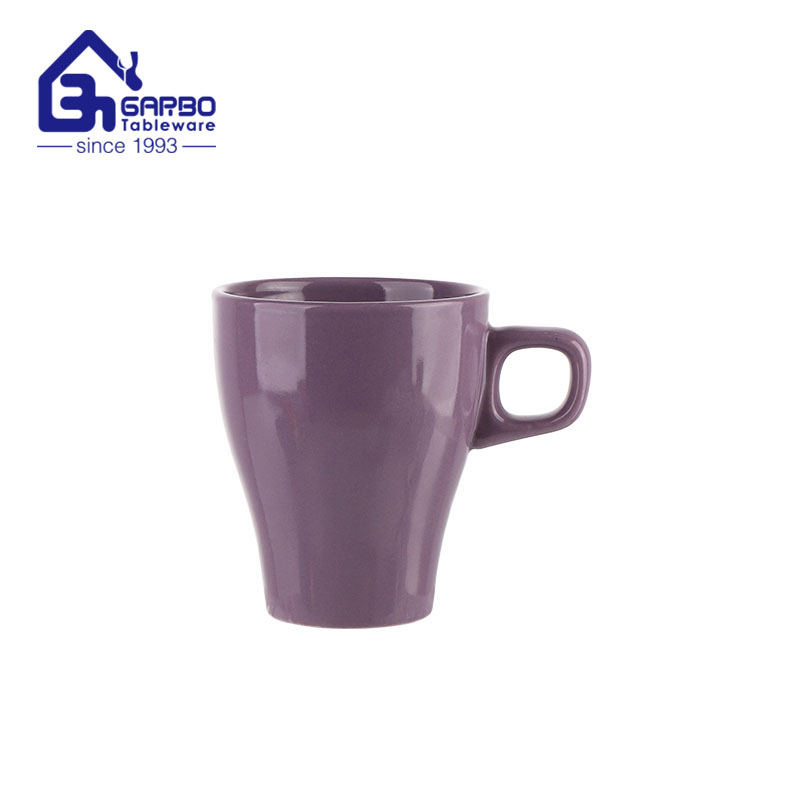 Purple premium porcelain tea cup with handle