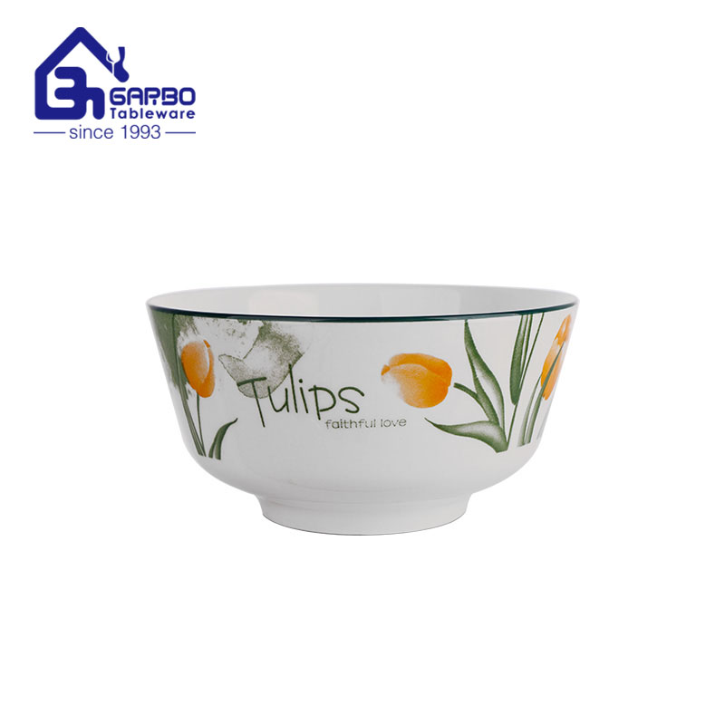 6 inch Unique Tulip printing design porcelain rice bowl