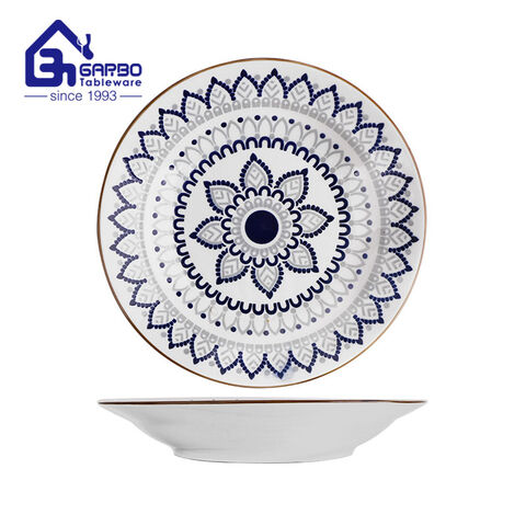 Classic full print ceramic soup plate porcelain deep food dish set tableware