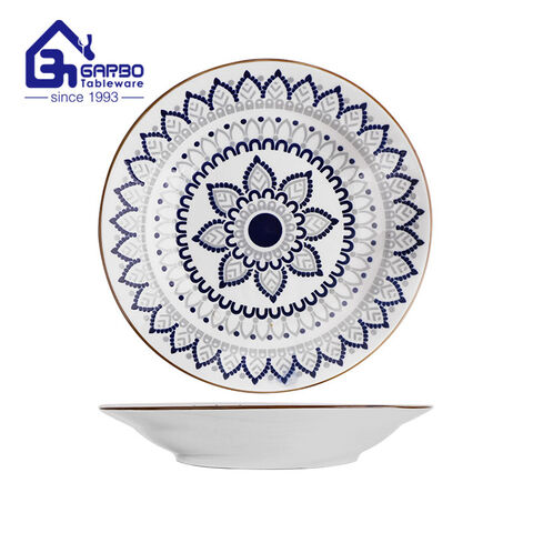Модная высококачественная керамическая тарелка с растительным принтом, фарфоровая тарелка для домашней семьи, кухни