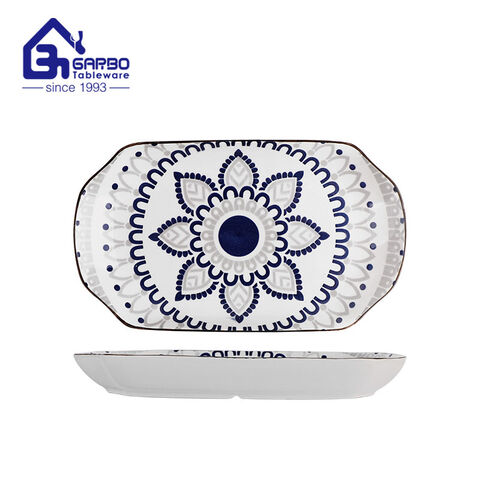 11 inch rectangle new design printing porcelain fish plate 