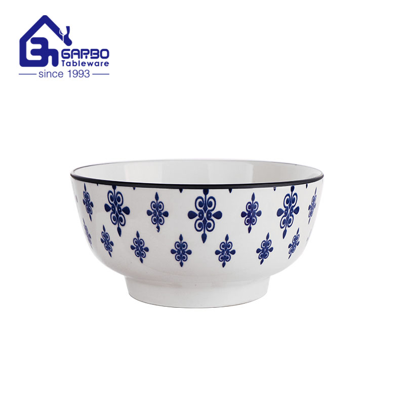 Tigela de cerâmica de 6 polegadas com estampa floral elegante de qualidade premium