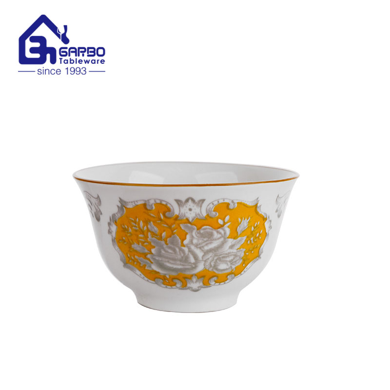 Elegant 4-Inch Small Bowl with Gold Decal and Rim
