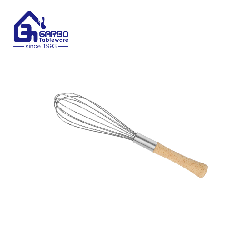 factory direct sale for 430ss mirror polish egg whisk with bamboo handle