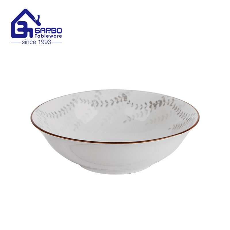 Tigela de sopa profunda de porcelana de 7 polegadas com tigelas de cerâmica estampadas