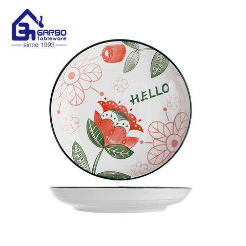 8 inch cereal food plate porcelain plate with printing designs