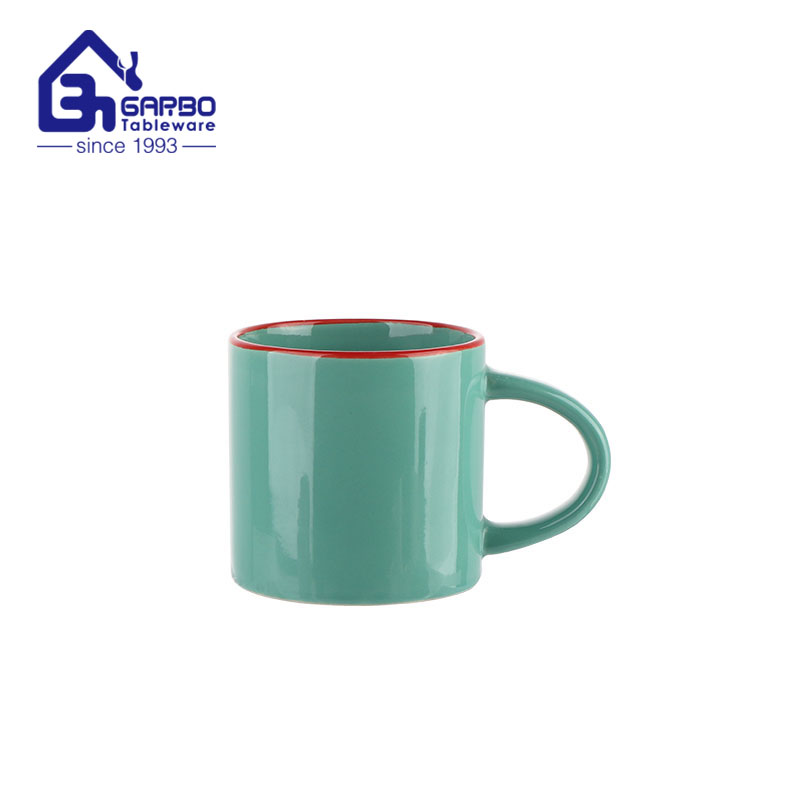 Fabricante de 9 onças China caneca de chá de cerâmica verde escuro