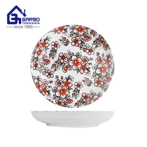 daily use 8 inches round shaped tulips chinese porcelain plates wholesale online