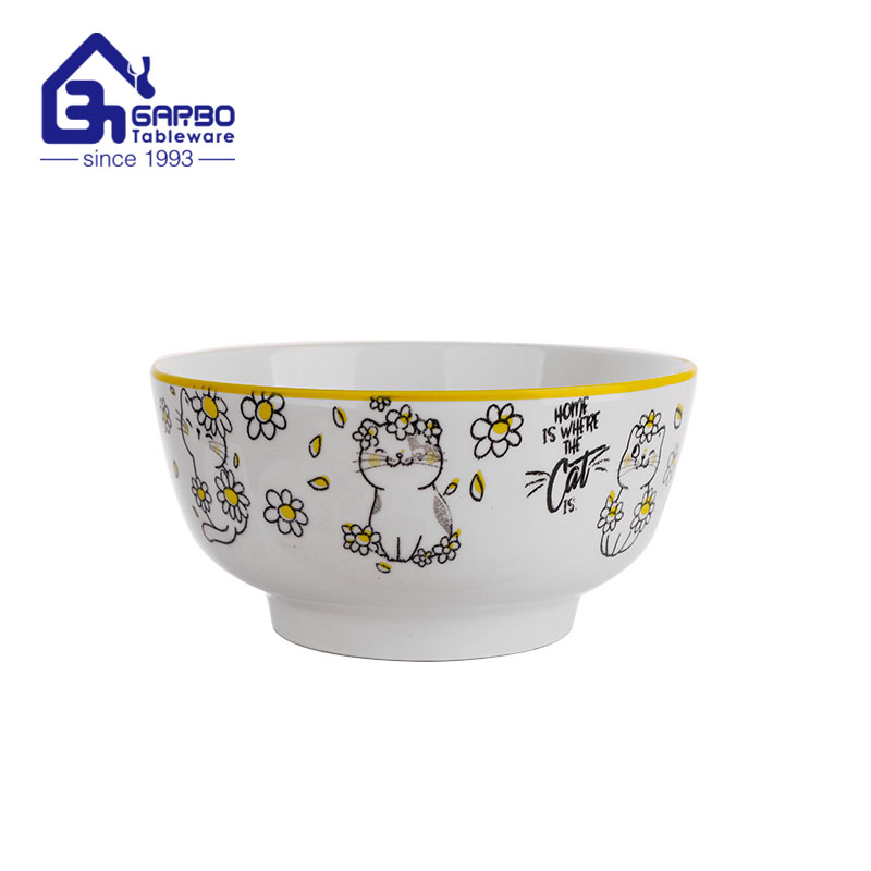 microwave oven safe 6 inch cat printing design ceramic cereal Bowls manufacturers in China