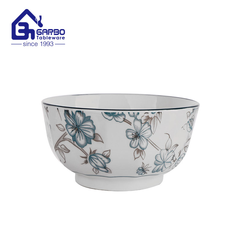 Microwave oven safe 5.5 inch flower printing design ceramic cereal Bowls for sale