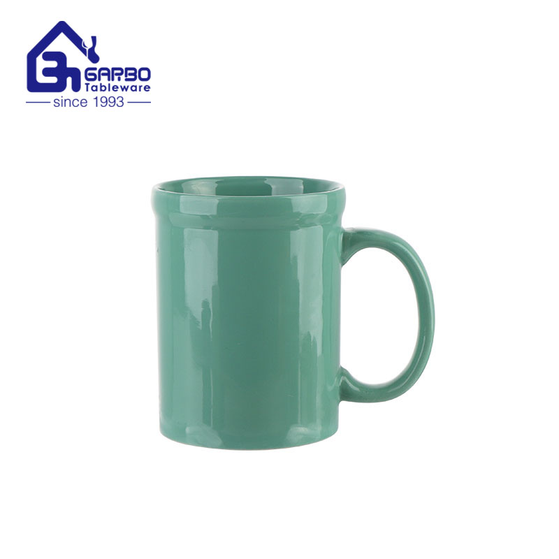 Tasse en céramique émaillée de couleur verte, tasse à café et lait en grès de 480ml avec poignée