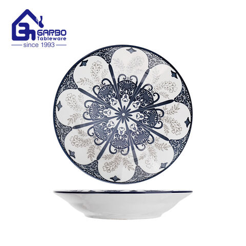 8-дюймовая фарфоровая тарелка из хлопьев с красивым дизайном печати, фабрика в Китае