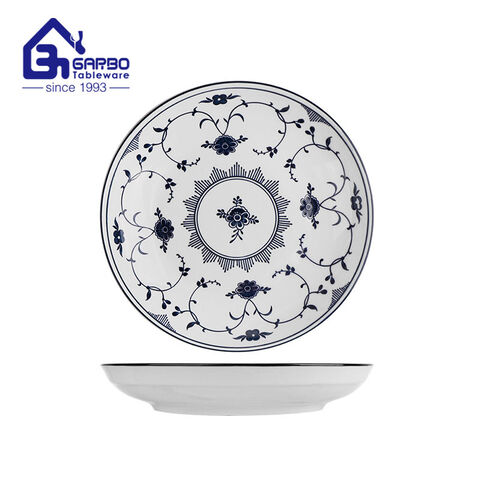 Supplier in China 8inch elegant dark blue flower porcelain fruit plate