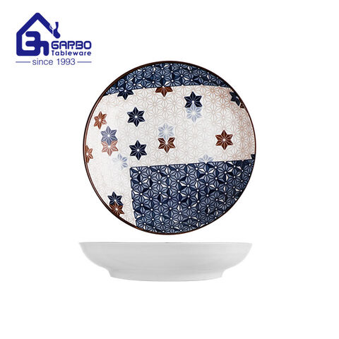 Supplier in China 8inch elegant dark blue flower porcelain fruit plate