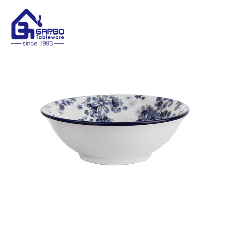 Tigelas decorativas de cerâmica de 5.5 polegadas de qualidade alimentar Tigelas de servir porcelana de flor azul