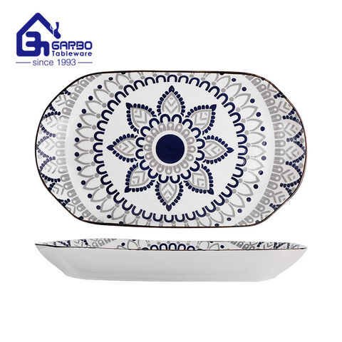 Square Shaped 8.5 inch porcelain dish daisy design ceramic salad plate 