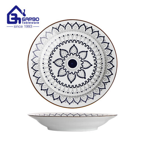 9 inch nice printing porcelain soup plate